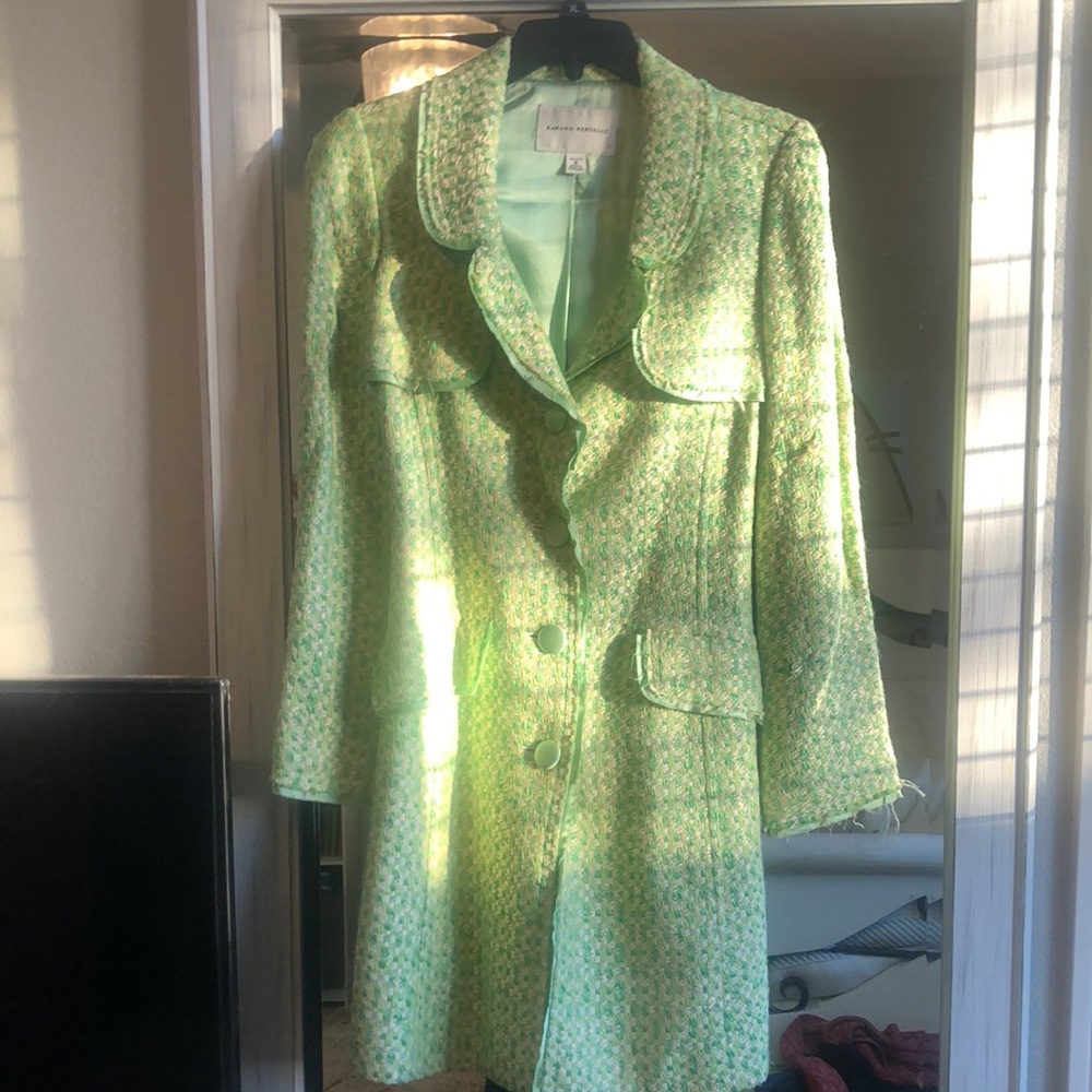Vintage 2005 Banana Republic 
Green Tweed Women's Coat